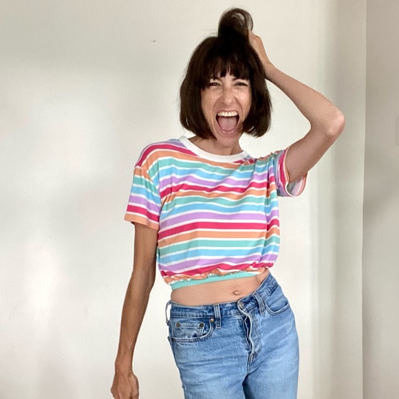 Vintage Tops - Rainbow Crop Top